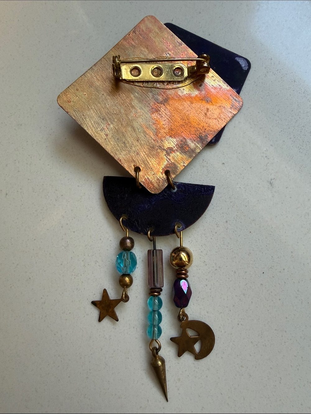 Celestial Art Deco Statement Accent Brooch - Vintage - Picture 2 of 5